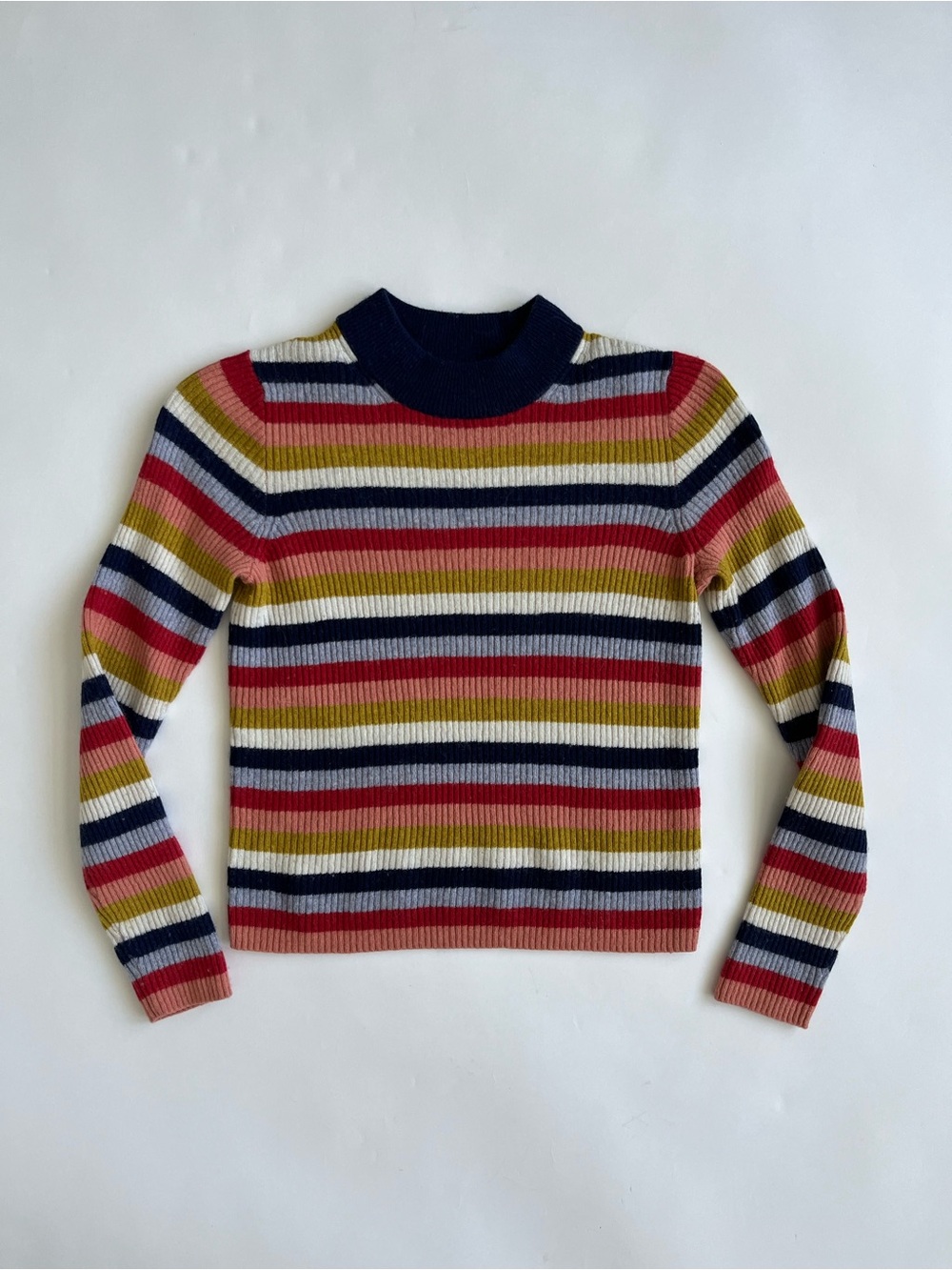 Madewell Women’s Multicolor Striped Rib-Knit Crewneck Sweater